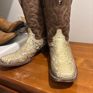 Genuine Python Skin Square Toe Cowboy Boots